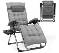 Shein Tumbona de jardín de 160 x 89 x 63 cm, tumbona plegable, capacidad de carga 160 kg, cojín de asiento extraíble, respaldo ajustable, almohada para el c