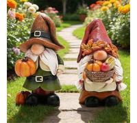 Shein Un conjunto de lindas estatuas de gnomos de jardín - Decoración de patio exterior, decoraciones de gnomos de calabaza - Regalos de gnomos de Papá Noel