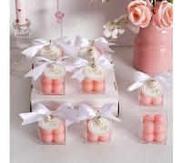 Shein Un set de / 5 sets de / 10 sets de velas aromáticas de cubo de burbujas. Cada set incluye (una vela aromática, una caja transparente, una cinta, una t