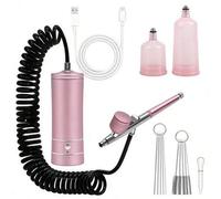 Shein Un set de kit de aerógrafo con compresor, aerógrafo de mano con tubo de extensión, boquilla de 0.3 mm, aerógrafo portátil recargable, adecuado para pi