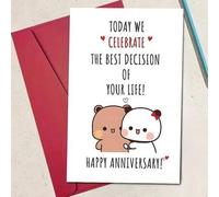 Shein Una tarjeta de cumpleaños divertida, una tarjeta de aniversario feliz para Dudu Bear y Bubu Panda, una tarjeta de felicitación creativa para familiare