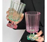 Shein Una taza con forma de flor con pie alto de vidrio y base floral retro, adecuada para restaurante, sala de estar, cafetería y fiesta