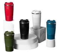 Shein Una taza de viaje aislada de acero inoxidable, taza de café de acero inoxidable, botella de agua de vacío de doble pared con tapa, adecuada tanto para
