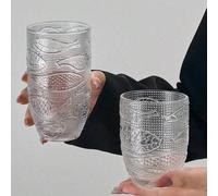 Shein Una taza de vidrio con muchos diseños de peces, taza de vidrio de gran capacidad creativa, adecuada para café, vino, diversas bebidas, cócteles, tambi