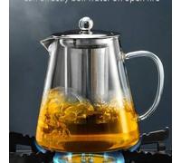 Shein Una tetera de vidrio borosilicatado resistente al calor con un colador de acero inoxidable, adecuada para el hogar, el té Kung Fu, la familia, el rest