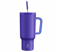 Shein Vaso aislado con pajita de 40 onzas, botella de agua aislada al vacío con tapa con pajita, taza de viaje aislada de acero inoxidable, 100% a prueba de