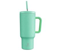 Shein Vaso aislado con pajita de 40 onzas, botella de agua aislada al vacío con tapa con pajita, taza de viaje aislada de acero inoxidable, 100% a prueba de