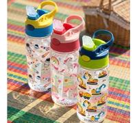 Shein Vaso con pajita y tapa desplegable de 600ml, vaso con pajita de dibujos animados para niños, botella de agua de gran capacidad para exteriores, portát
