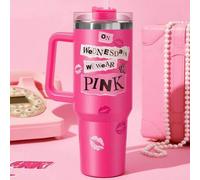 Shein Vaso de 40 onzas con gráfico de letras y asa, vaso aislado, botella de agua al vacío aislada, taza de viaje de acero inoxidable, taza para el auto