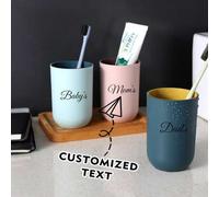 Shein Vaso de enjuague personalizado simple, vaso para cepillo de dientes personalizado para el hogar, vaso de pareja portátil para viaje, vaso de enjuague