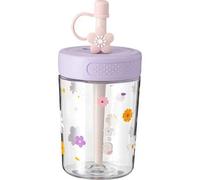 Shein Vaso de plástico de 16 oz con tapa y pajita, lindo y sencillo, vaso de agua con pequeña margarita fresca, vaso de pajita estilo Mori para café frío, b