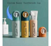 Shein Vaso portátil personalizado para cepillo de dientes, estuche de almacenamiento personalizado para cepillo de dientes de viaje con diseño de conejo, so