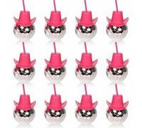 Shein Vaso reutilizable de 20 onzas con forma de sombrero de vaquero de bola de discoteca, vaso para cócteles de bola de discoteca para fiesta de vaquera, d
