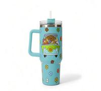 Shein Vaso térmico de 40 onzas con asa, taza aislada, botella de agua al vacío aislada, taza de viaje de acero inoxidable, taza para automóvil con diseño de