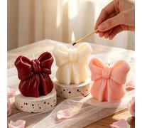 Shein Vela aromática con lazo, vela de cera de soja con aroma de lazo lindo, vela decorativa de fragancia duradera, regalo de boda, San Valentín, cumpleaños