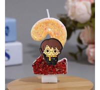 Shein Vela de cumpleaños con número temática de Harry Potter, vela con purpurina económica con adorno chibi para fiestas, ideal para fans que buscan añadir
