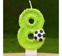 Shein Velas de cumpleaños con números en diseño de fútbol/soccer de color verde, decoraciones para pastel de fiesta, vacaciones, aniversario, regalo de cump