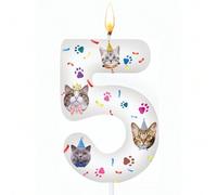 Shein Velas decorativas con números del 0 al 9 con temática de gato para fiesta de cumpleaños, aniversario o primer año