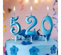Shein Velas decorativas con números del 0 al 9 en azul para decorar pasteles de cumpleaños y bodas