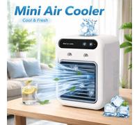Shein Ventilador de aire acondicionado mini recargable por USB - Dispositivo de enfriamiento portátil de escritorio, con batería de litio de 1800mAh, modo d