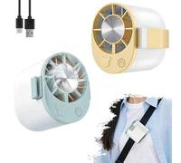Shein Ventilador de cintura esencial para vacaciones de verano - Ventilador personal mini giratorio 360°, ventilador de pinza, ventilador mini colgante de c