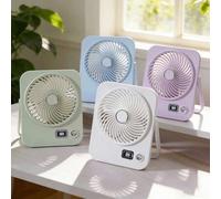 Shein Ventilador de escritorio plegable con 199 niveles de ajuste, ventilador de mesa portátil con soporte de pared, batería de 500mAh ajustable, esencial d