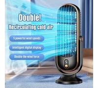 Shein Ventilador de escritorio portátil de moda con batería grande y motor dual, pequeño acondicionador de aire para el hogar, oficina, viajes, camping, RV,