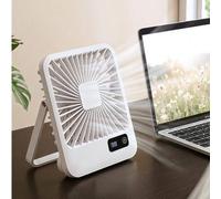 Shein Ventilador de escritorio portátil plegable con pantalla LED digital de batería, 5 velocidades ajustables, recargable por USB, pequeño ventilador de me