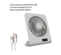Shein Ventilador de escritorio portátil USB de 1800mAh, con 3 ajustes de velocidad y pantalla de temporizador, motor sin escobillas, ventilador de enfriamie
