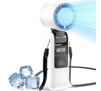 Shein Ventilador de mano con enfriamiento turbo con 2 baterías integradas de 2000mAh: 199 velocidades ajustables, diseño portátil 3 en 1 para playa, viajes