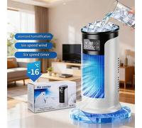 Shein Ventilador portátil ajustable de 3 velocidades, mini enfriador de aire, pequeño aire acondicionado con ventilador de niebla ajustable y luz nocturna,