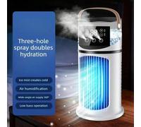 Shein Ventilador portátil ajustable de 3 velocidades, mini enfriador de aire, pequeño aire acondicionado con ventilador de niebla ajustable y luz nocturna,