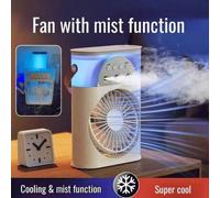 Shein Ventilador portátil ajustable de 3 velocidades, mini enfriador de aire, pequeño aire acondicionado con ventilador de niebla ajustable y luz nocturna,