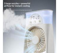 Shein Ventilador portátil ajustable de 3 velocidades, mini enfriador de aire, pequeño aire acondicionado con boquilla de niebla ajustable y luz nocturna, ro