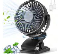 Shein Ventilador portátil con clip, recargable, ajustable 720°, con luz LED, ventilador de escritorio compacto, potente pero silencioso, 3 ajustes de veloci