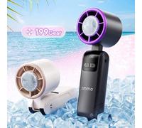 Shein Ventilador portátil de mano con almohadilla de enfriamiento de hielo, ventilador mini portátil de 199 velocidades, ventilador personal recargable por