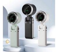 Shein Ventilador portátil de mano mini, plegable, con flujo de aire turbo potente, recargable por USB, con 5 ajustes de velocidad del viento, pantalla digit