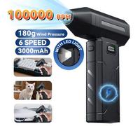 Shein Ventilador portátil de turbina de alta velocidad, ventilador personal portátil y mini, motor sin escobillas de 100,000 RPM, soplador eléctrico súper p
