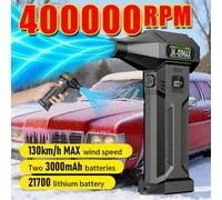 Shein Ventilador turbo inalámbrico de alta potencia, motor sin escobillas, batería recargable tipo C con tiempo de ejecución prolongado, adecuado para desem