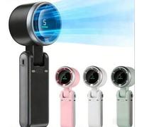 Shein Ventilador turbo recargable portátil 3 en 1, ventilador de mano y de escritorio plegable con cordón, batería de 3600mAh para deportes al aire libre, c