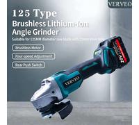 Shein VERVEO Amoladora angular inalámbrica de 125 mm, batería de 18V-21V, batería recargable tipo C, amoladora de pulido de motor sin escobillas para pulir,