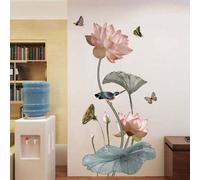 Shein Vinilos adhesivos de flor de loto - Decoración del hogar clásica de PVC para dormitorio y sala de estar, pegatinas, vinilos decorativos, vinilos para