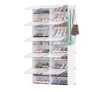 Shein Zapatero con 8 compartimentos, zapatero, para 32 pares de zapatos, 41 x 32 x 32 cm por compartimento, estrecho, con puertas, de plástico, para salón,