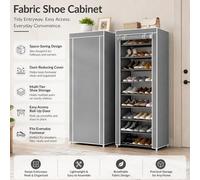 Shein Zapatero de combinación con cremallera de 10 capas, zapatero de tela simple, armario de almacenamiento multicapa, zapatero a prueba de polvo para estu