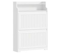 Shein Zapatero, zapatero, mueble zapatero estrecho, baúl zapatero, ajustable, zapatero para entrada, pasillo, salón, 16 pares, 2 puertas (80 W cm), blanco