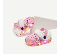 Shein Zapatillas de estar por casa cómodas y ligeras con diseño de dibujos animados lindos y rosas para niñas pequeñas