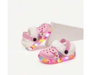 Shein Zapatillas de estar por casa cómodas y ligeras con diseño de dibujos animados lindos y rosas para niñas pequeñas