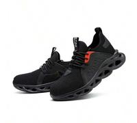 Shein Zapatos de trabajo bajos para hombre con puntera de acero, ligeros y transpirables, antiimpacto y antipinchazos, aptos para obras e industria, zapatil