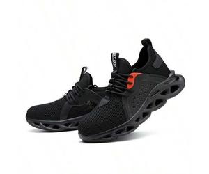 Shein Zapatos de trabajo bajos para hombre con puntera de acero, ligeros y transpirables, antiimpacto y antipinchazos, aptos para obras e industria, zapatil