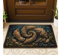 Shell - Felpudo de bienvenida con piedra natural costera de algas marinas de verano, lavable, de perfil bajo, para decoración del hogar, entrada, porche al aire libre, balcón, 29 x 17 pulgadas